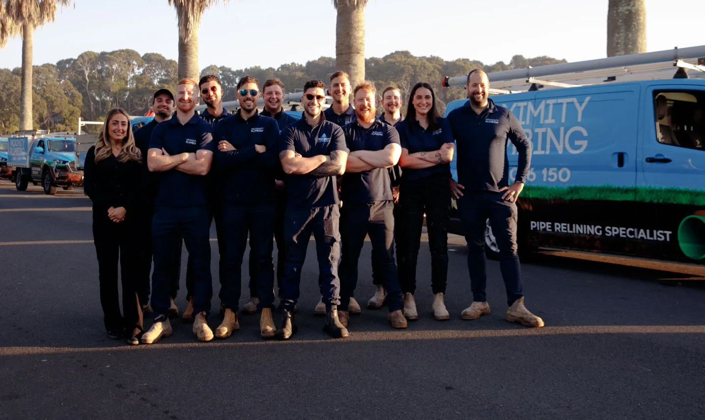 The service vans lined up and loaded for the day